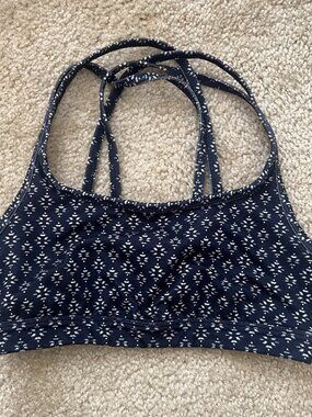 Athleta Sports Bra Strappy Navy Blue/white Racer Back Pullover XXS